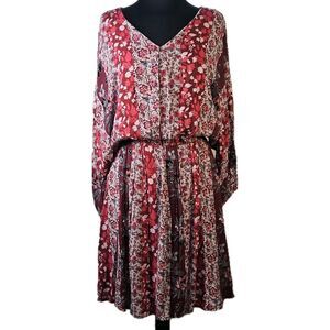 Andree by Unit Pink Boho Floral Patchwork Cottagecore Midi Dress Sz 1x Romantic